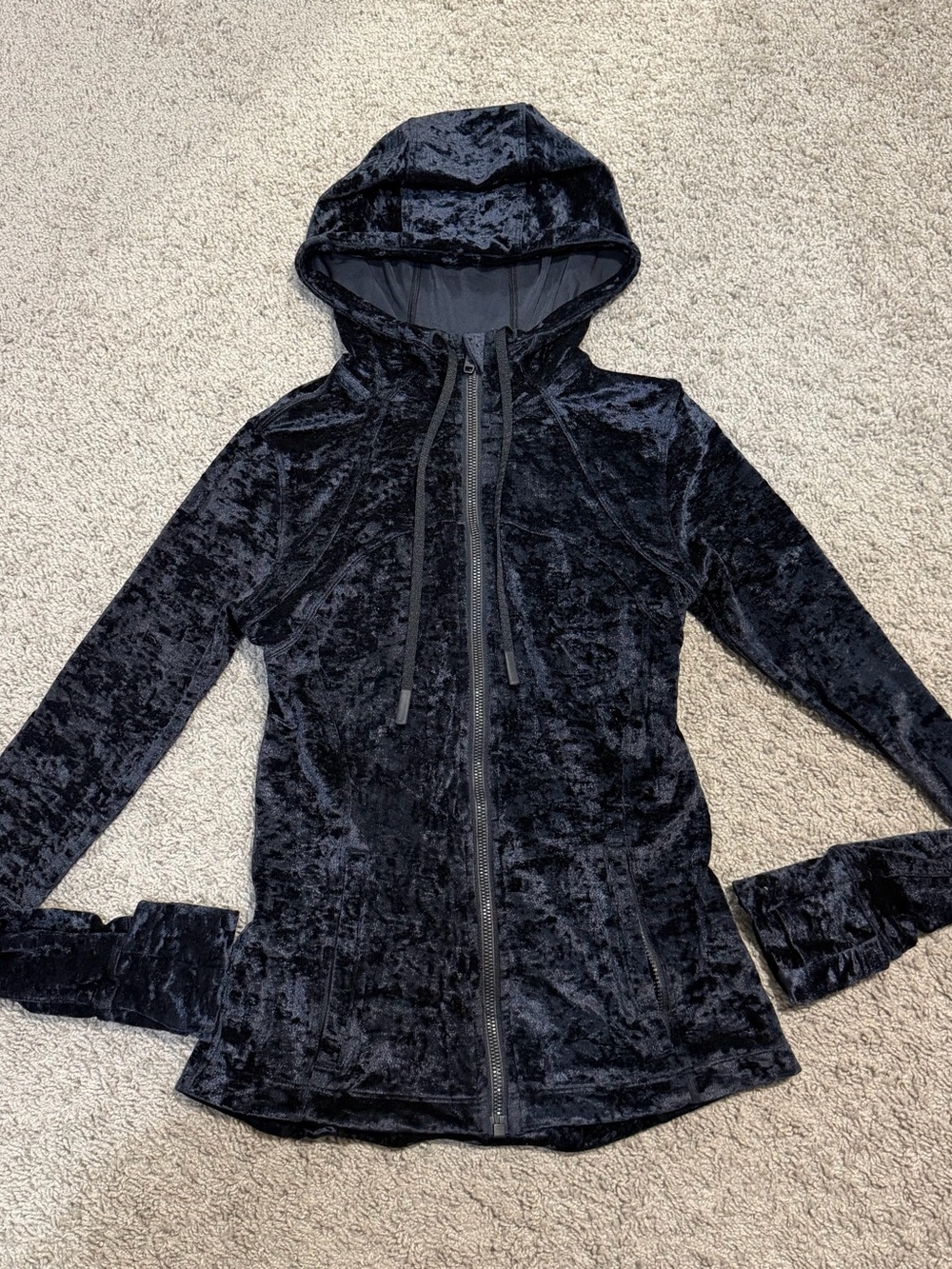 lululemon athletica Black Crushed Velvet Full-Zip Hoodie